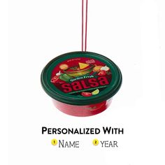 personalized christmas ornament for salsa with name and year on the front side