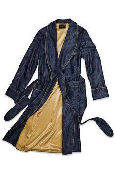 1navygold-paisley-silk-dressing-gown-simple-elegance Blue Silk Robe, Mens Silk Pajamas, Mens Dressing Gown, Satin Dressing Gown, Luxury Robes, Silk Dressing Gown, Silky Robe, Men Stylish Dress, Silk Robe