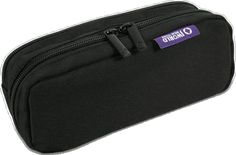 Black Rectangular Zipper Pencil Case, Black Rectangular Pencil Case With Zipper, Black School Cases With Pen Slots, Black Zipper Pencil Case For Personal Use, Black Portable Cases For School, Portable Black Cases For School, Portable Black Pencil Case For School, Black Rectangular Pencil Case With Pen Slots, Black Pencil Case With Pen Slots