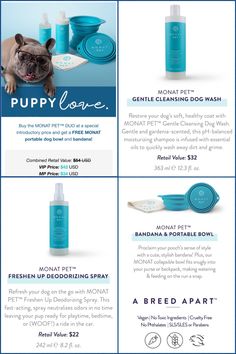 an advertisement for a pet grooming product with the words puppy love written on it