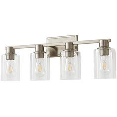 three light bathroom fixture with clear glass shades