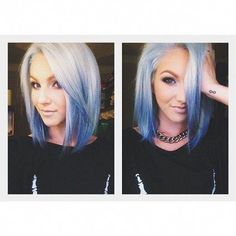 Silver and blue melting hair. Love! #buenosproductos Bob Hair Color, Scene Girl, Pastel Hair, Hair Envy, Crazy Hair, Love Hair, Hair Dye, Ombre Hair