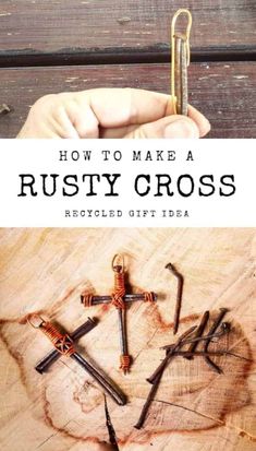 how to make a rusty cross recycled gift idea with an old key and some nails