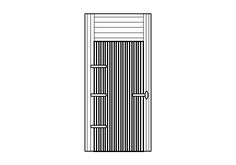 a line drawing of an open door on a white background