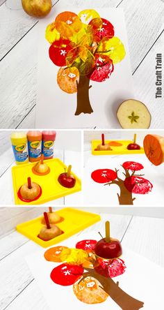 an apple tree made out of paper and apples