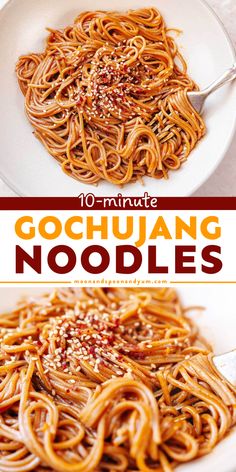 You're just 10 minutes away from this yummy comfort food! It's a hearty dinner recipe for Korean noodles. Not only are these gochujang noodles creamy and spicy, but they are also vegan, gluten-free, dairy-free, and nut-free! Gluten Free Rice Noodle Recipes, Yummy Ramen Recipes, Vegan Asian Noodle Recipes, Gochujang Noodles Recipe, Gluten Free Ramen Noodles, Gochujang Noodles, Korean Recipe, Rice Noodle Recipes, Korean Noodles