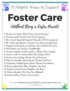 a poster with the words foster care written in black and white, on top of it