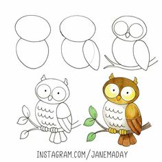 an owl sitting on top of a tree branch next to another owl with speech bubbles