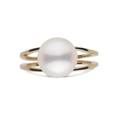 Bridge Collection 9.0-10.0 mm Freshadama Pearl Ring yellow gold top view Saltwater Pearls, Being Held, Jewelry Appraisal, Pearl Types, The Pearl, Pearl Size, Crystal Rings, Pricing Jewelry, Pearl Ring