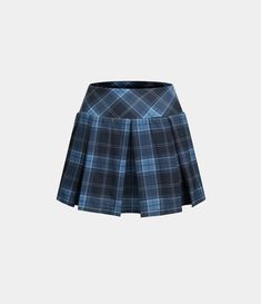 Women's High Waisted Plaid 2-in-1 Side Pocket Pleated Tennis Skirt. Machine wash cold. Do not dry clean. Do not iron. Do not bleach. Wash with like colors. Turn garment inside out. Blue Plaid Skirt Outfit, Dark Blue Plaid, Black Plaid Skirt, Blue Plaid Skirt, Plaid Skirt Outfit, Skirt A Line, School Skirt, Pleated Tennis Skirt, Skirt For Women