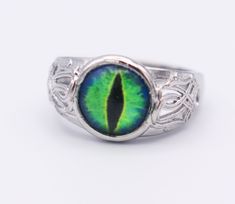 A handmade eyeball 12 mm cabochon in a very vibrant green, set in an adjustable ring base. Cute and spooky at the same time. Just in time for Halloween. Green Novelty Jewelry For Halloween, Eyeball Ring, Cute And Spooky, Vibrant Green, Adjustable Ring, Just In Time, Adjustable Rings, Rings Statement, Statement Rings