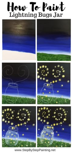 how to paint lightning bugs in a jar with step by step instructions for kids and adults