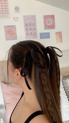 Bow Hairstyle, Trendy Hairstyle, Ribbon Hairstyle, Slicked Back Hair, Hair Stylies, Work Hairstyles, Hair Stylist Life, Sleek Hairstyles, Easy Hairstyles For Long Hair