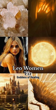 four different pictures with the words leo women on them