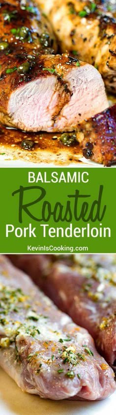 grilled pork with balsamic and roasted parsley on the side