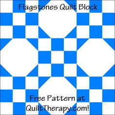 a blue and white checkered pattern with the words flagstones quilt block