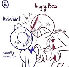 an angry boss cartoon drawing with the caption's and instructions for how to use it