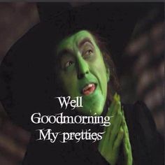 a man in a witches costume with the words well godmorning my pretties