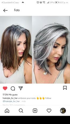 Gray Blending, Silver Blonde Hair, Silver Hair Color, Brown Hair With Blonde Highlights, Silver Blonde