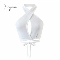 Brand Name: IngvnElasticity: Slight StrechFabric Type: BlendedMaterial: PolyesterPattern Type: SolidAge: 25-34Style: Sexy & ClubClothing Length: ShortOrigin: Mainland ChinaCN: GuangdongDecoration: BacklessGender: WOMENTops Type: Tank TopsItem Type: TopsPlace Of Origin: China (Mainland) Solid Halter Neck Tank Top For Club, Halter Neck Tank Top For Club, White Club Top With Built-in Bra, Halter Neck Crop Top Vest For The Beach, Fitted Halter Vest Top For Beach, Cropped Halter Top For Summer Clubbing, Low-cut Fitted Crop Top For Summer, White Backless Crop Top For Club, Fitted Low-cut Crop Top For Summer