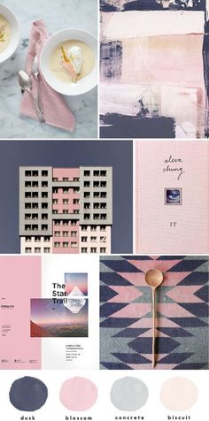 the color scheme is pink, blue and grey