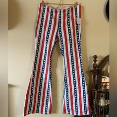 Brand New Never Worn Perfect For Fourth Of July! Casual White Bottoms For 4th Of July, Red Flag Print Bottoms For 4th Of July, Red Americana Bottoms For 4th Of July, Patriotic White Bottoms With Flag Print, Red American Flag Print Bottoms For Spring, Red Patriotic Cotton Bottoms, Red Cotton Patriotic Bottoms, Red Cotton Bottoms For 4th Of July, Patriotic Red Bottoms For Spring