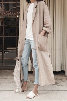 Outer Outfit, Pijamas Women, Linen Coat, Maxi Outfits, Style Inspiration Casual, Classic Outfits, Minimalist Outfit