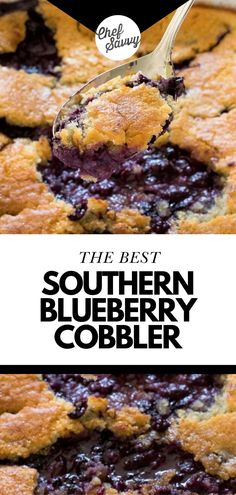 the best southern blueberry cobbler recipe is in this easy to follow video, and it's so delicious