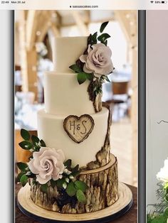 two different cakes decorated with flowers and leaves