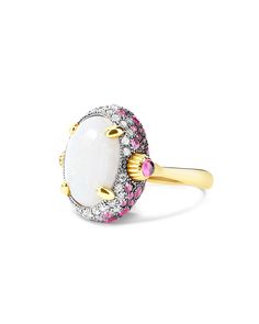 Luxury White Opal Cabochon Ring, Luxury White Opal Ring, 18kt Gold Jewelry, White Opal Ring, Timeless Ring, Classic Wedding Rings, Italian Jewelry, Big Rings, 18k Gold Ring