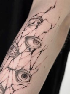 a man's arm with an eye tattoo on it