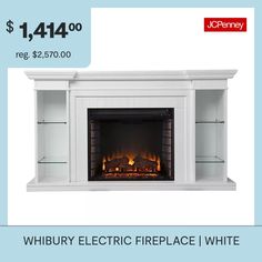 Create a warm, inviting living space with this electric curio fireplace. Adjustable shelves provide a place for books, movies, and decor, while a spacious mantel displays family photos and floral arrangements. Lifelike led flames and remote-controlled features bring stylish comfort to your family room or den, working with or without heat for enjoyment in all seasons. Curl up in cozy comfort when you add this freestanding fireplace to your living room or open concept space.Included: 1 Remote Con… Electric Fireplace White, Fireplace White, Electric Fireplaces, Display Family Photos, Freestanding Fireplace, Stove Fireplace, Electric Fireplace, Fireplace Accessories, Adjustable Shelves