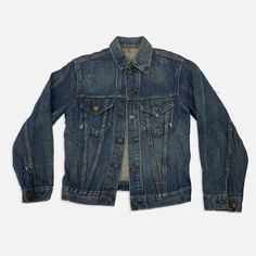 Levi’s big E denim jacket 1950-70s Size: no size listed/fits like Medium chest-18” shoulder-6” sleeve-23�” top to bottom-23” Vintage Denim Blue Long Sleeve Denim Jacket, Vintage Denim Jacket With Double-needle Sleeve For Fall, Classic Pre-washed Denim Jacket For Fall, Levi's Classic Fitted Denim Jacket, Levi's Retro Denim Jacket With Pockets, Classic Fitted Levi's Denim Jacket, Levi's Vintage Denim Jacket For Winter, Classic Pre-washed Dark Wash Denim Jacket, Vintage Medium Wash Denim Jacket For Fall