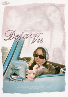 the poster for deja vu is shown with a woman in a car