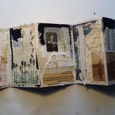 an open book with pictures and writing on it