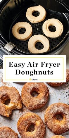 homemade air fryer doughnuts with the words easy air fryer doughnuts