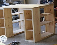 a workbench made out of plywood and wood