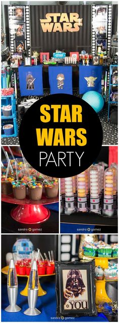 star wars party with decorations and desserts