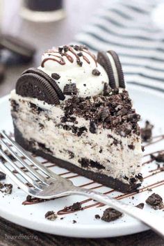 a slice of oreo ice cream pie on a plate