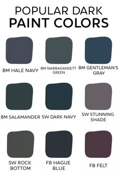 the color chart for popular dark paint colors