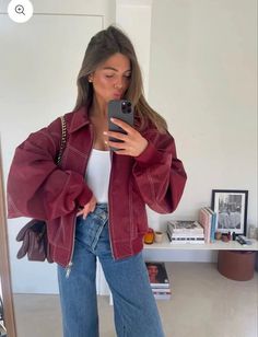 VIRAL OVERSIZED STITCH JACKET-FREE SHIPPING Adrette Outfits, Looks Pinterest, Denim Outfits, Uni Outfits, Looks Black, 가을 패션, Autumn Outfit, Looks Style