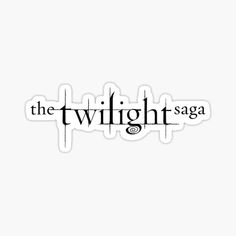 the twilight saga logo sticker on a white background with black lettering that reads,'the