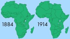 a map with the number of people in africa and two different countries on each side