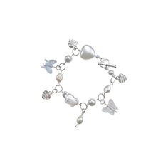 a bracelet with pearls and butterflies on it