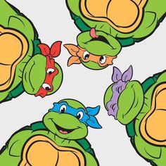 turtles with different colored heads are depicted in this cartoon