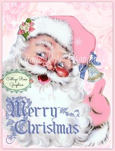 an old fashioned christmas card with a santa clause on it's face and bell