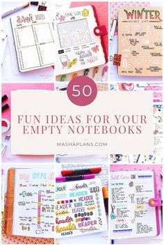 the top 50 fun ideas for your empty notebooks