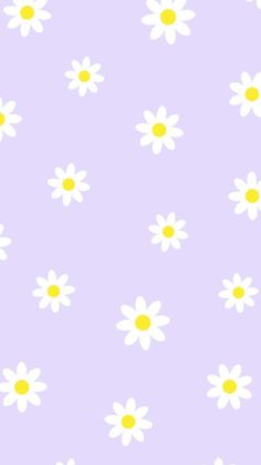 a purple background with white daisies and yellow centers