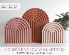 Modern Wood Decor, Rainbow Line Art, Wood Decor Wall, Rainbow Arch, Painting Instructions, Laser Cut Wood Earrings, Rattan Cane, Laser Cut Wood Crafts, Modern Rainbow