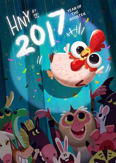 an animated poster for the upcoming year of rooster